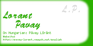 lorant pavay business card